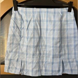 Wdirara Light Blue Plaid Mini Skirt Size XS